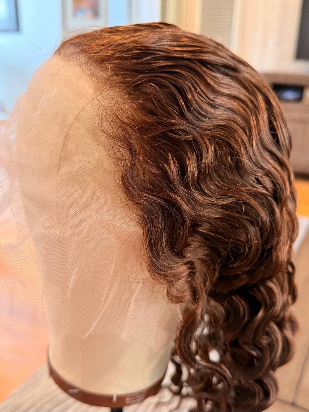 22” Chocolate Brown Deep Wave Curly Lace Front Human Hair Wig 200% Density #226